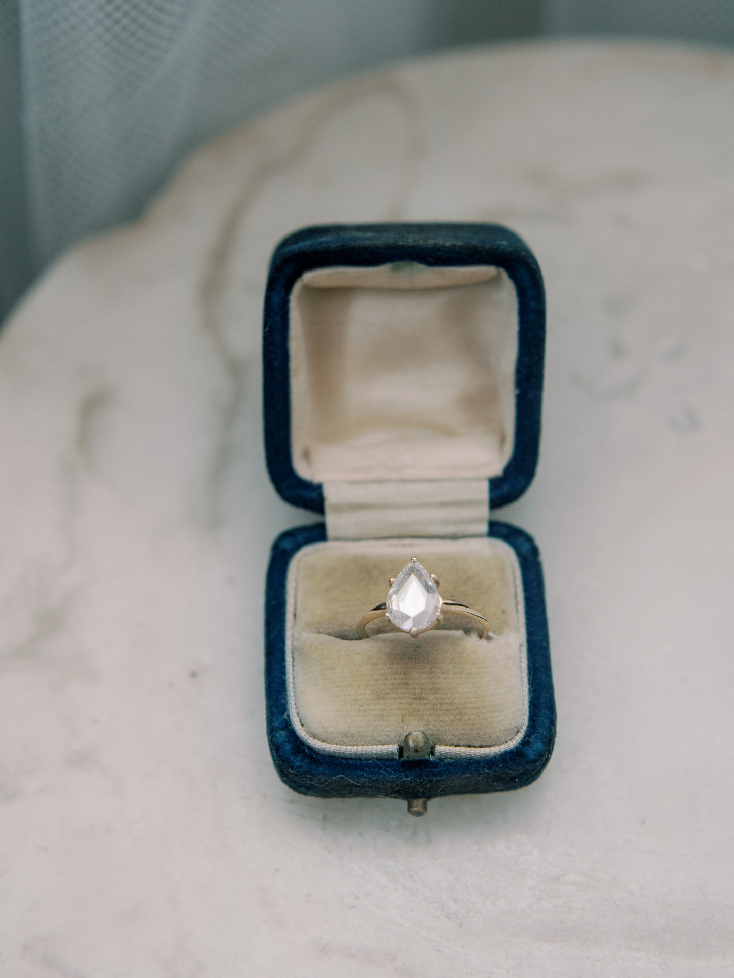 Antique Rose Cut Pear Ring